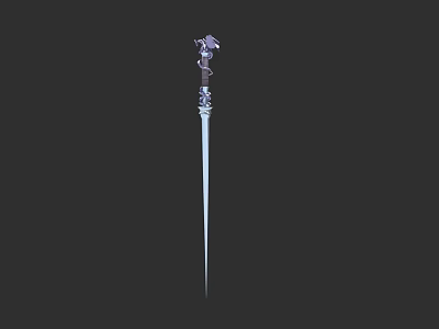 Fantasy Weapon With Decorative Purple Top And Slender White Shaft Design 3d model