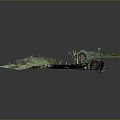 Detailed 3D Terrain Model With Green Vegetation Ground Texture And Small Structures