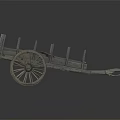 Old Fashioned Wooden Cart with Large Spoked Wheels and Upright Poles