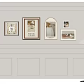 Modern White Wall Interior With Framed Artworks And Floor Lamp Decor