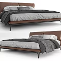 Modern Minimalist Double Bed With Leather Headboard Gray White Bedding And Black Metal Legs