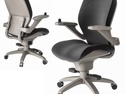 Modern Office Chair with Gray Black Upholstery Adjustable Armrests and Wheeled Base for Comfortable Workspace 3d model
