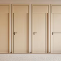 Modern Beige Interior Hinged Doors With Simple Design And Smooth Surface 3d model