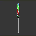 Colorful Spiral Lollipop with Bright Red Blue Green Yellow Swirls on White Stick Dark Background