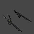 Futuristic Tactical Firearms with Black Finish Red Accents and Gray Stripes Design