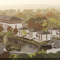 Scenic Modern Detached Villas Surrounded by Trees Near Creek with Road Parking