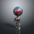 Futuristic Cybernetic Robot Character With Metallic Spherical Head Red Core And Mechanical Limbs