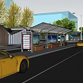 Modern platform bus stop bus stop bus stop waiting booth 3d model