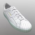 White Casual Sneakers With Light Green Sole And Breathable Perforations