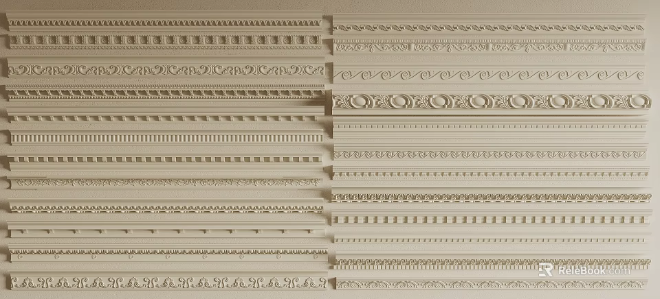 Plaster Cornice Various Decorative Design Patterns For Home Interior Decoration 3d model 