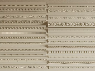 Plaster Cornice Various Decorative Design Patterns For Home Interior Decoration 3d model