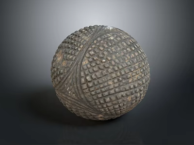 Handcrafted Stone And Wood Textured Sphere With Intricate Grid Pattern Design 3d model