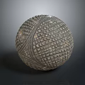 Handcrafted Stone And Wood Textured Sphere With Intricate Grid Pattern Design 3d model