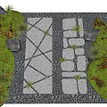 Stepping Stones Pathway Design With Green Grass Rocks Gravel And Small Plants