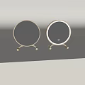 Round Mirrors with Wooden Stands on Light Background Reflecting Interior Scenes 3d model