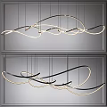 Modern Curved Chandelier With Gold And Black Sleek Lines For Interior Design