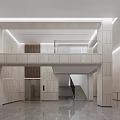 Modern Front Desk Reception Lobby Interior With Wooden Panel Walls Marble Floor And Elevators