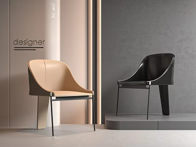 Modern Designer Accent Chair With Beige And Black For Interior Design 3d model