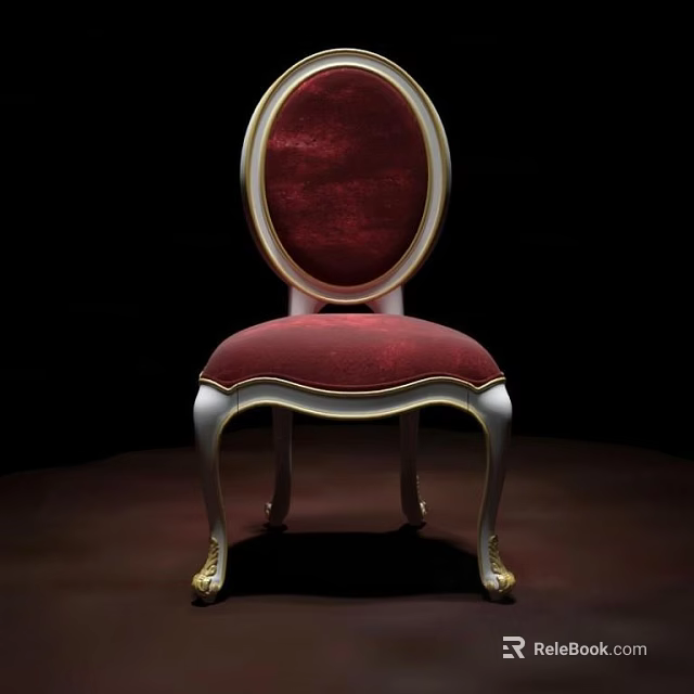 Elegant Red Velvet Single Sofa With Gold Accents Curved Legs And Oval Back 3d model 