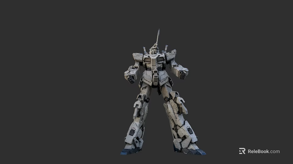 Game And Movie Character Mechanical Robot Design With Gray Armor Standing Pose 3d model 