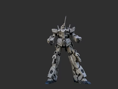 Game And Movie Character Mechanical Robot Design With Gray Armor Standing Pose 3d model