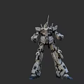 Game And Movie Character Mechanical Robot Design With Gray Armor Standing Pose