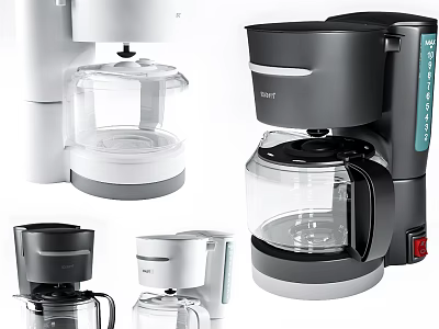 Modern Coffee Makers For Kitchen With White Black Designs And Glass Carafes 3d model