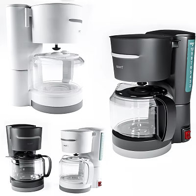 Modern Coffee Makers For Kitchen With White Black Designs And Glass Carafes 3d model