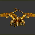 Majestic Golden Three Headed Dragon Mythical Creature With Wings And Tail
