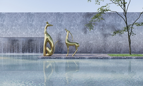 Luxury City Sculpture Animals 3d model