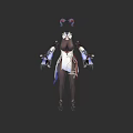 Stylish Outfit With White Apron Black Base Blue Accents Decorative Cuffs And Gloves