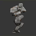 Futuristic Mechanical Robot Game And Movie Character With Gray White Armor And Orange Accents