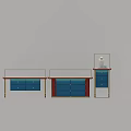 Jewelry Store Display Design With Blue Red Cabinets Golden Frame And Glass Case
