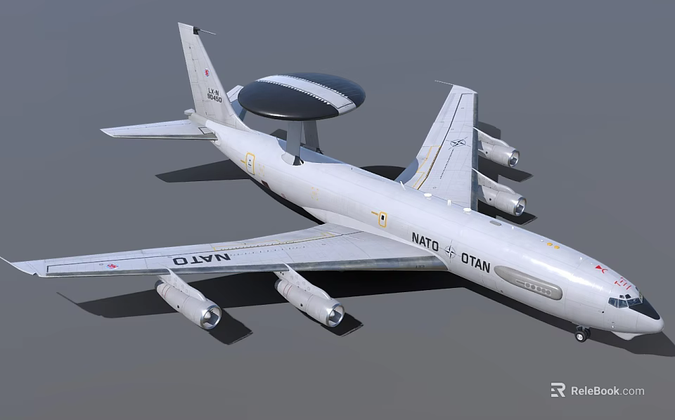 NATO OTAN Fighter Jet With 0214N Registration Four Engines And Radar Dome 3d model 