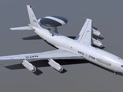 NATO OTAN Fighter Jet With 0214N Registration Four Engines And Radar Dome 3d model
