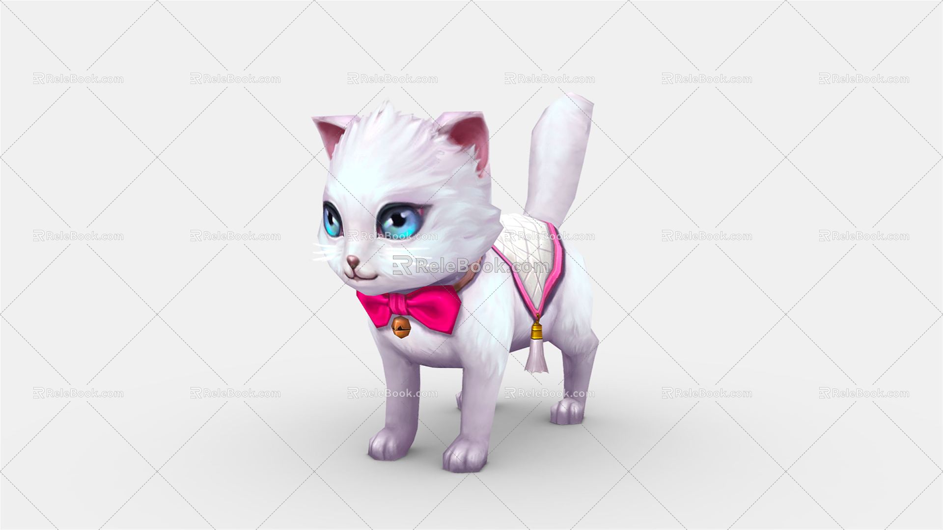 Modern Cartoon Character Cartoon White Cat Mount Kitten 3d model