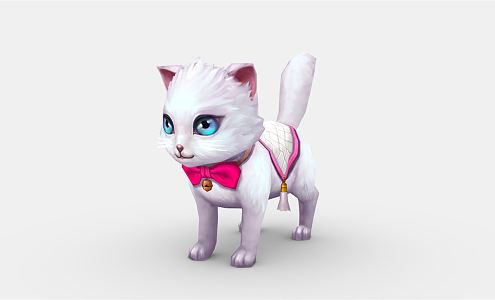 Modern Cartoon Character Cartoon White Cat Mount Kitten 3d model