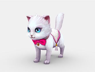 Modern Cartoon Character Cartoon White Cat Mount Kitten 3d model