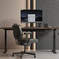 Modern office desk and chair combination lifting computer desk 3d model