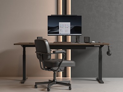 Modern office desk and chair combination lifting computer desk 3d model