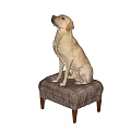 Yellow Reptile Lizard Sitting On Patterned Fabric Stool Against Dark Backdrop