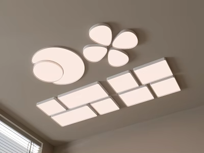 Modern Ceiling Lights Round Petal And Square Shaped On Ceiling For Bright Home Interior 3d model