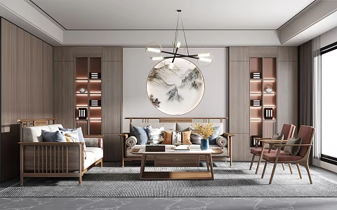 New Chinese Living Room 3d model