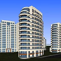 Modern Residential Towers With Curved And Rectangular Design Glass Windows Green Area Roadside
