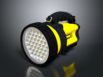 Powerful Streamlight LED Flashlight With Yellow And Black Design And Multiple Bulbs 3d model