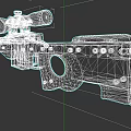 Sculpture Carving of Sniper Rifle with Neon Blue Purple Gradient Scope and Detailed Decoration