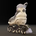 Gray and White Inline Skates with Lace Up Design Strap and Durable Wheels for Sports