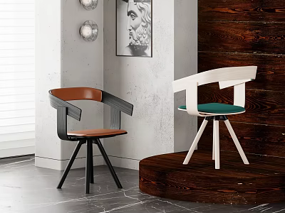 Modern Dining Chairs With Brown Leather White Frame And Green Seat Design 3d model