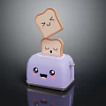 Purple Kitchen Toaster Featuring Cute Cartoon Smiling Faces On Toast Slices