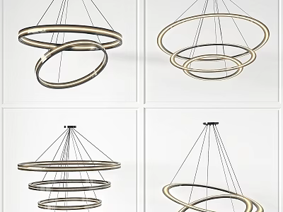 Modern Circular Ring Design Pendant Lights With Multi Layer Hanging Structure 3d model